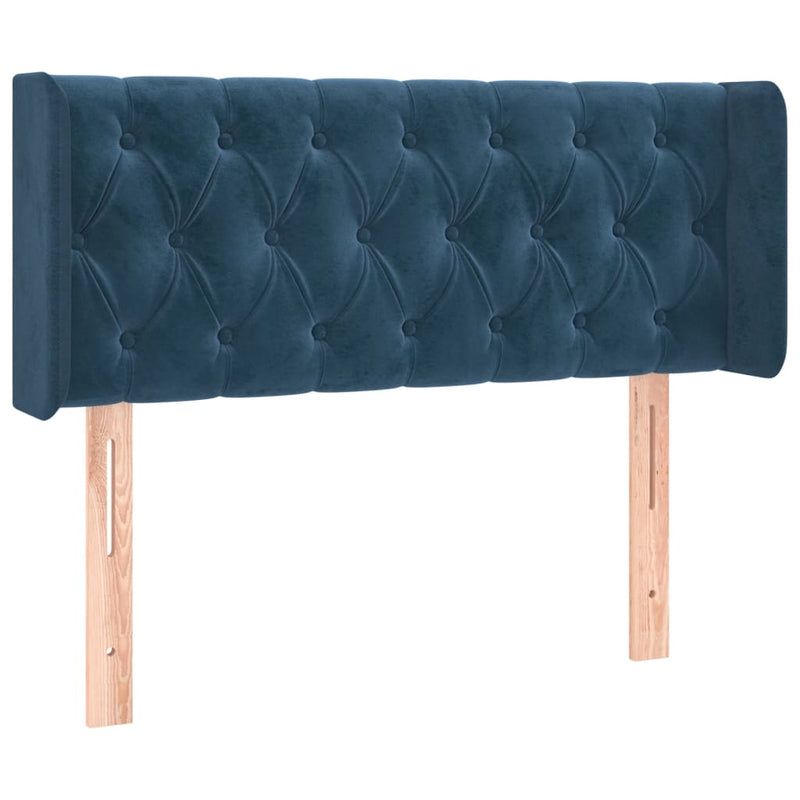 vidaXL sötétkék bársony fejtámla szárnyakkal 93x16x78/88 cm