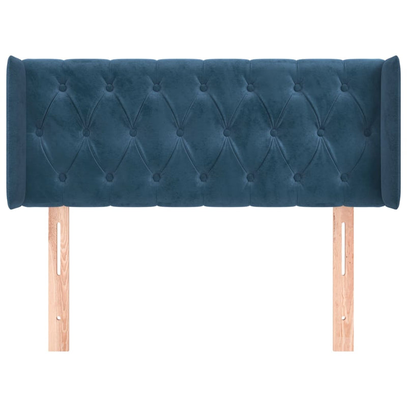 vidaXL sötétkék bársony fejtámla szárnyakkal 93x16x78/88 cm