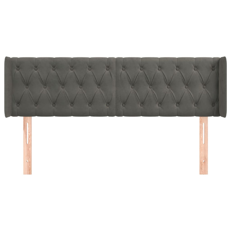 vidaXL sötétszürke bársony fejtámla szárnyakkal 147x16x78/88 cm