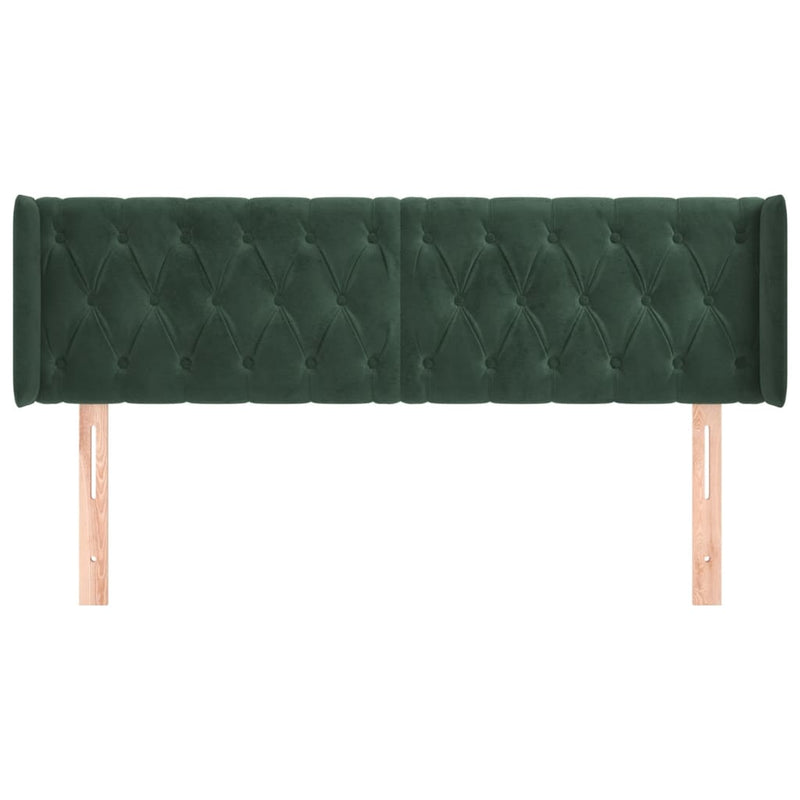 vidaXL sötétzöld bársony fejtámla 147x16x78/88 cm