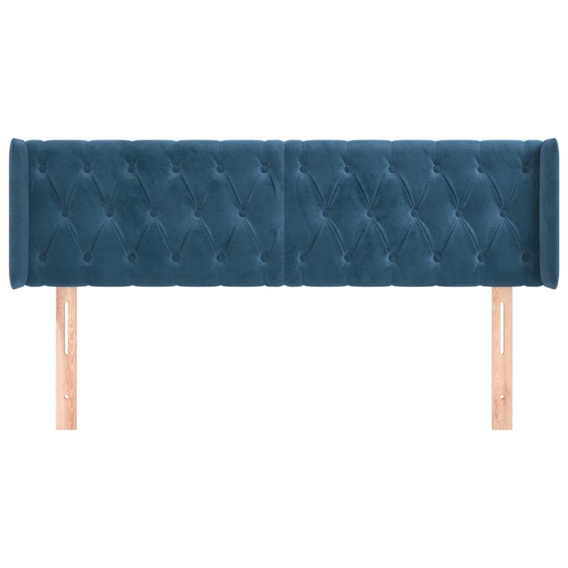 vidaXL sötétkék bársony fejtámla 147x16x78/88 cm