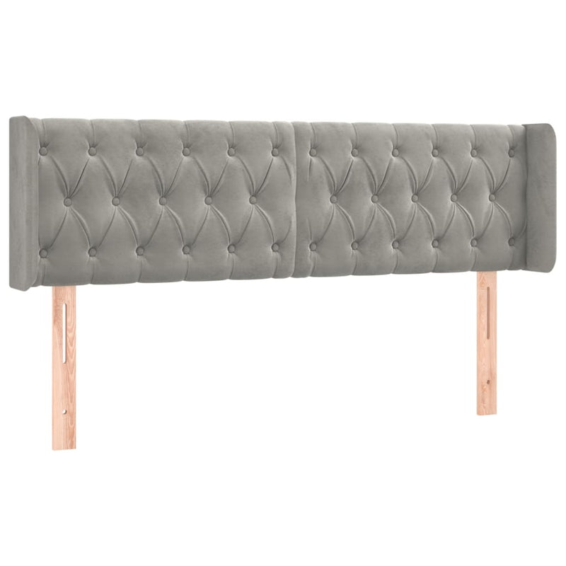 vidaXL világosszürke bársony szárnyas fejtámla 163x16x78/88 cm