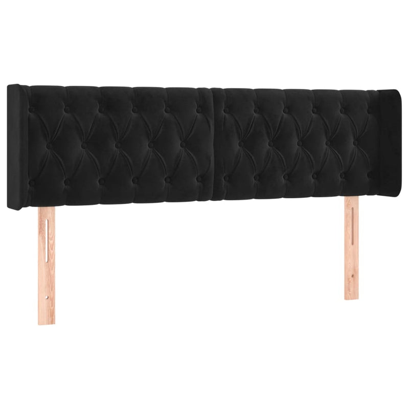 vidaXL fekete bársony szárnyas fejtámla 163x16x78/88 cm