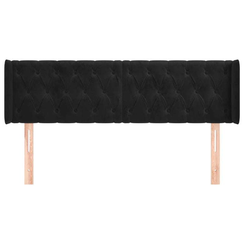 vidaXL fekete bársony szárnyas fejtámla 163x16x78/88 cm