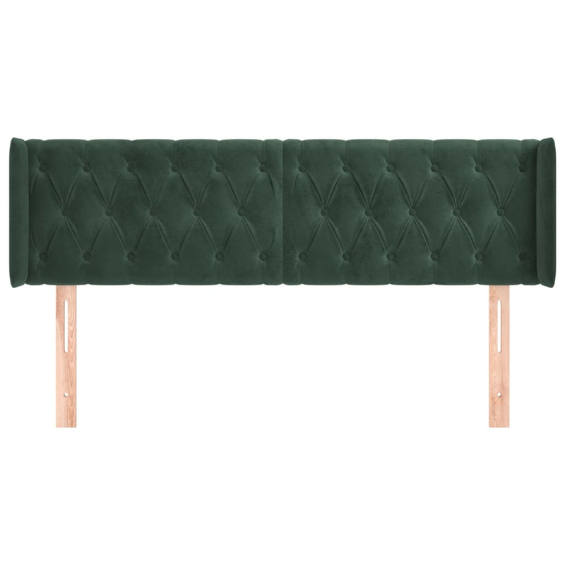 vidaXL sötétzöld bársony szárnyas fejtámla 163x16x78/88 cm