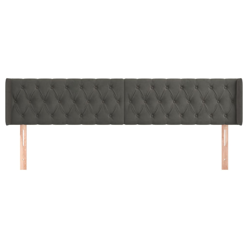 vidaXL sötétszürke bársony szárnyas fejtámla 183x16x78/88 cm
