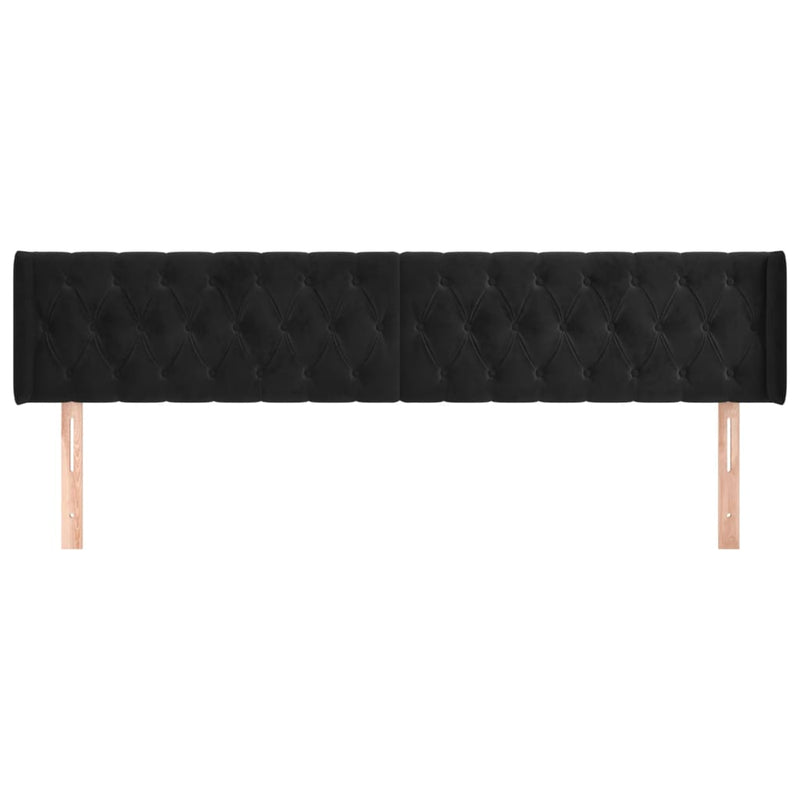 vidaXL fekete bársony szárnyas fejtámla 183x16x78/88 cm
