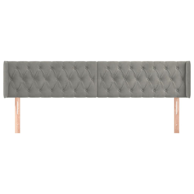 vidaXL világosszürke bársony szárnyas fejtámla 203x16x78/88 cm