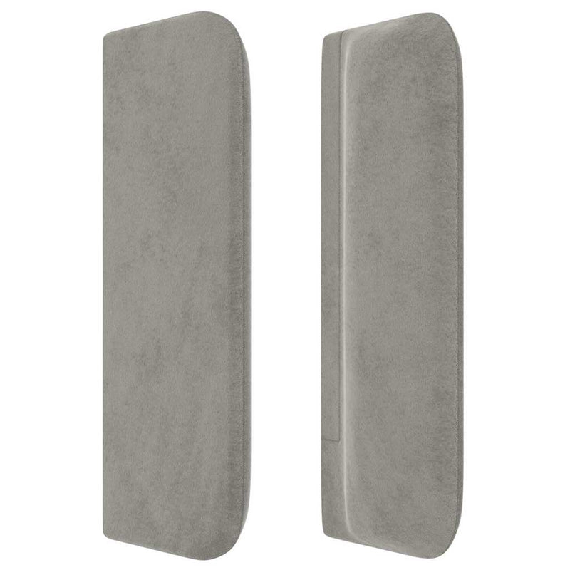 vidaXL világosszürke bársony szárnyas fejtámla 203x16x78/88 cm