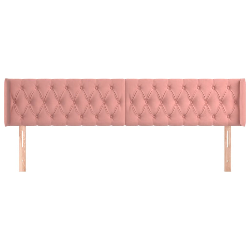 vidaXL rózsaszín bársony szárnyas fejtámla 203x16x78/88 cm