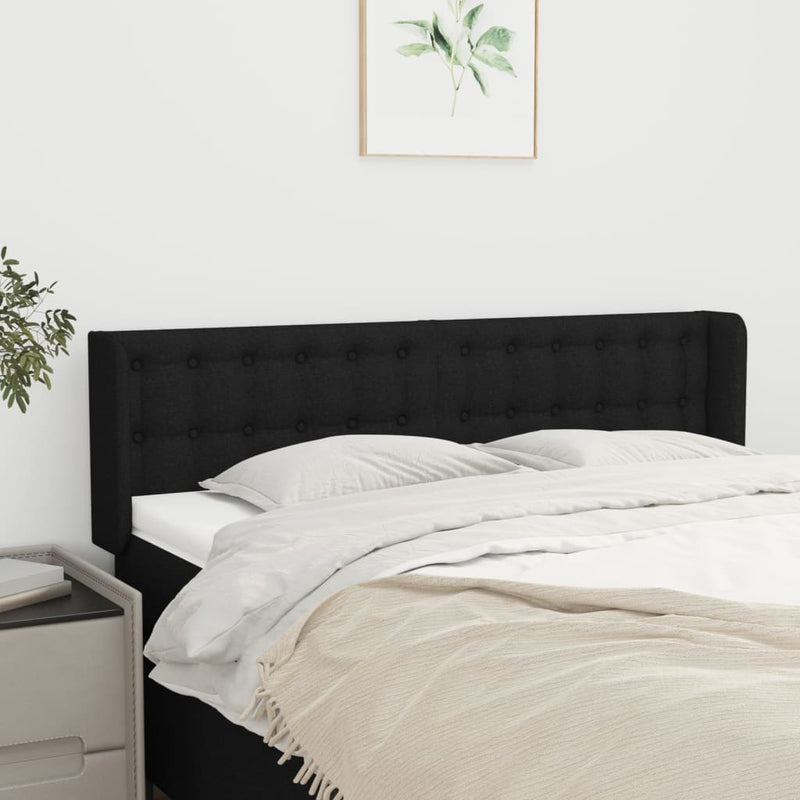 vidaXL fekete szövet fejtámla szárnyakkal 147x16x78/88 cm