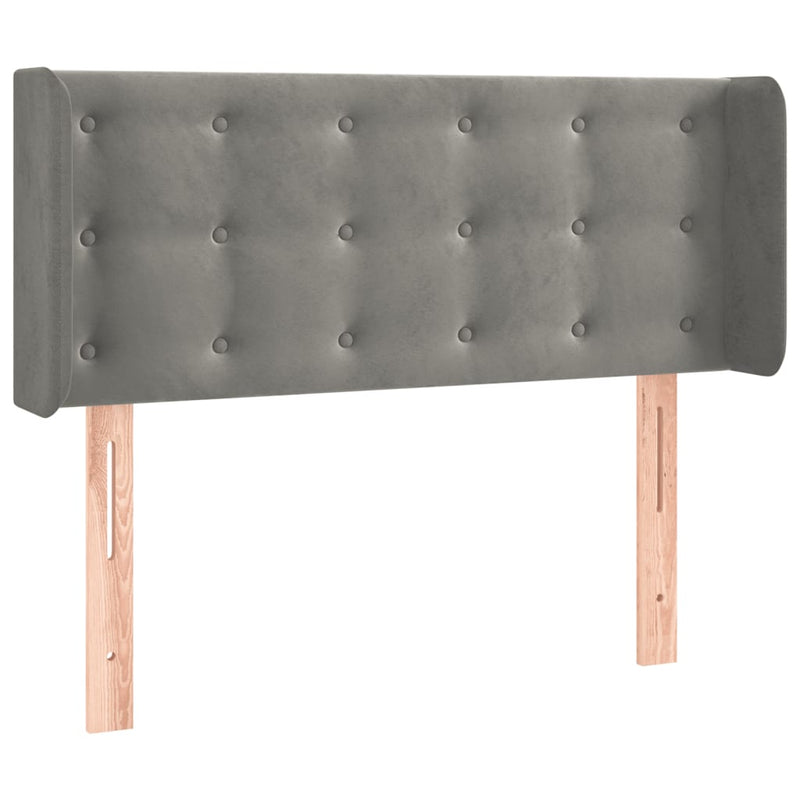 vidaXL világosszürke bársony fejtámla szárnyakkal 83x16x78/88 cm