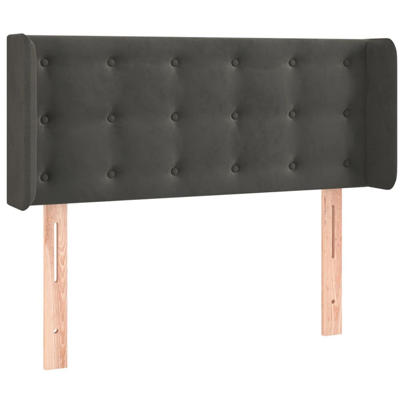 vidaXL sötétszürke bársony fejtámla szárnyakkal 83x16x78/88 cm