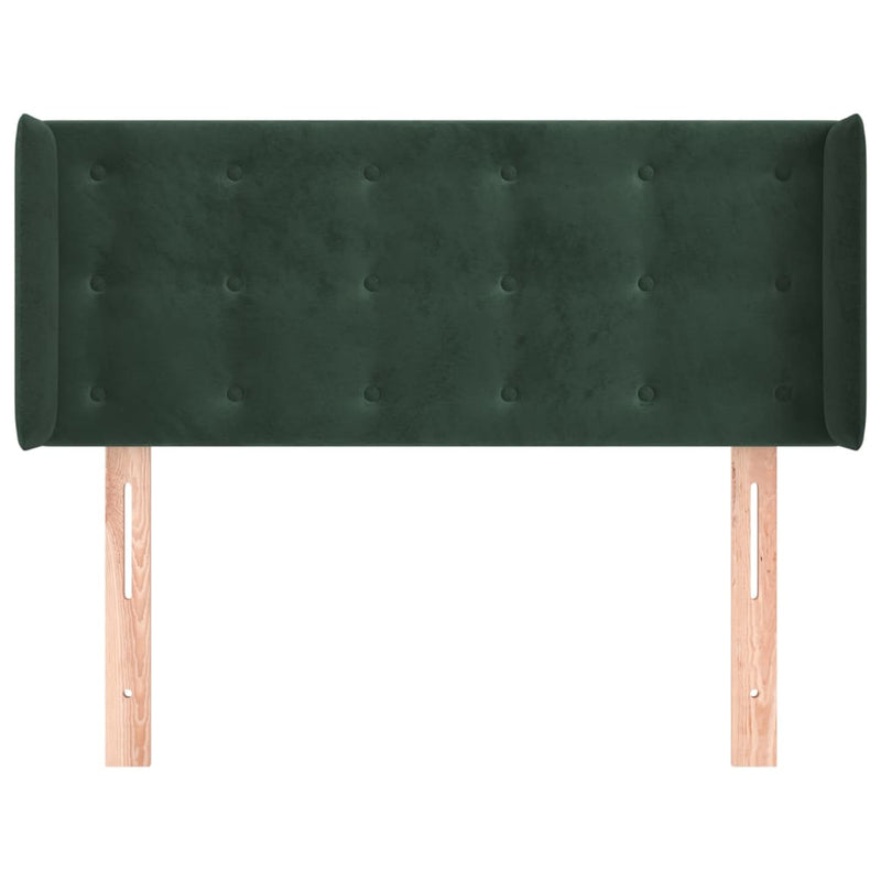 vidaXL sötétzöld bársony fejtámla szárnyakkal 93x16x78/88 cm