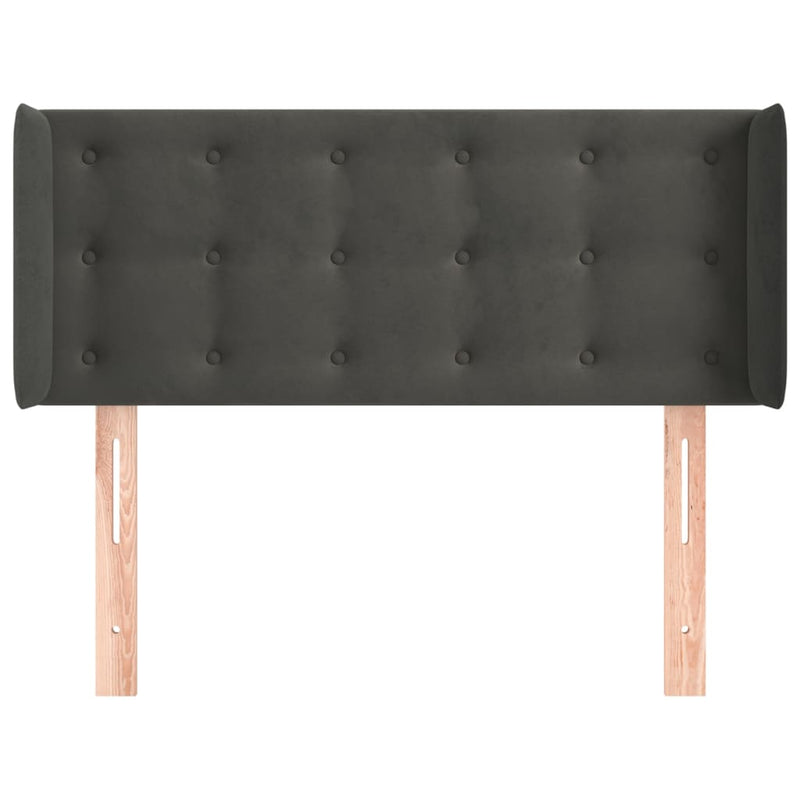 vidaXL sötétszürke bársony fejtámla szárnyakkal 103x16x78/88 cm