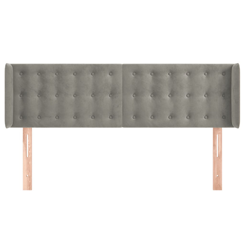 vidaXL világosszürke bársony fejtámla szárnyakkal 147x16x78/88 cm