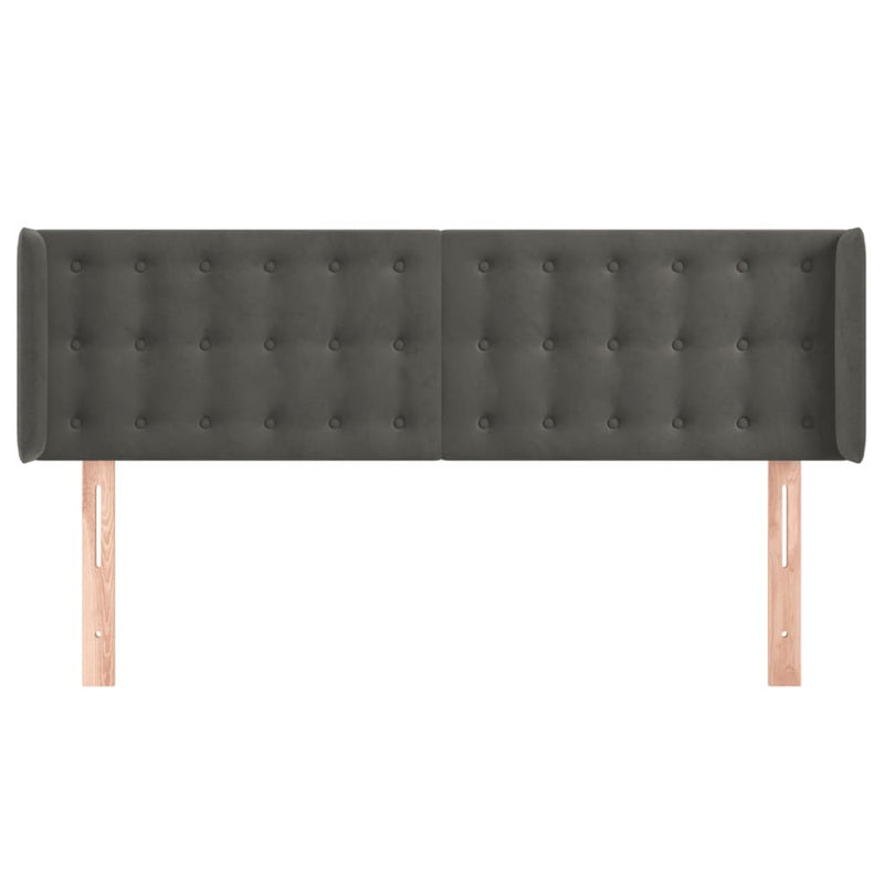 vidaXL sötétszürke bársony fejtámla szárnyakkal 147x16x78/88 cm