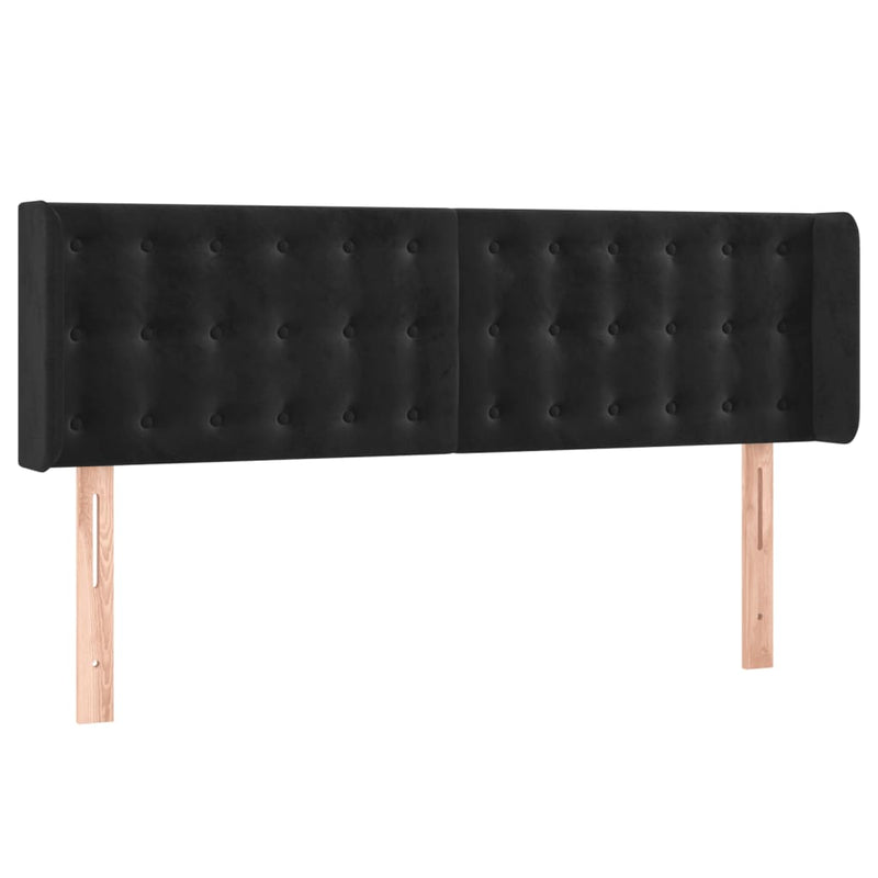 vidaXL fekete bársony fejtámla szárnyakkal 147x16x78/88 cm
