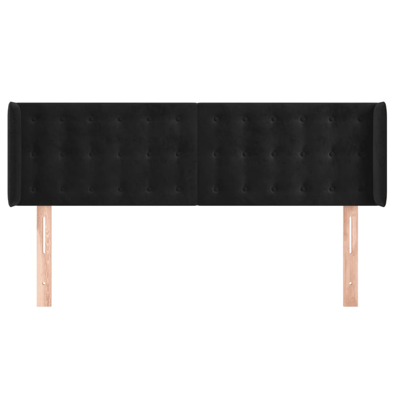 vidaXL fekete bársony fejtámla szárnyakkal 147x16x78/88 cm