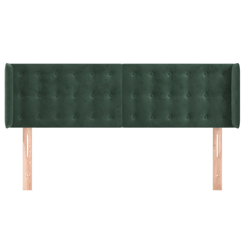 vidaXL sötétzöld bársony fejtámla szárnyakkal 147x16x78/88 cm