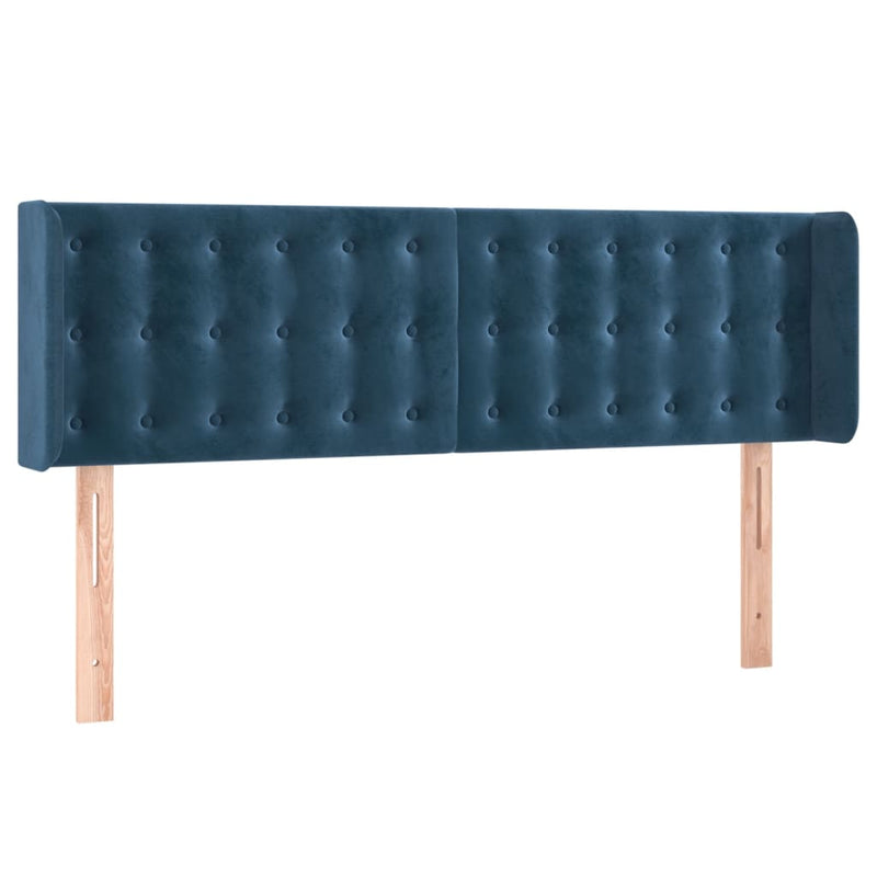 vidaXL sötétkék bársony fejtámla szárnyakkal 147x16x78/88 cm