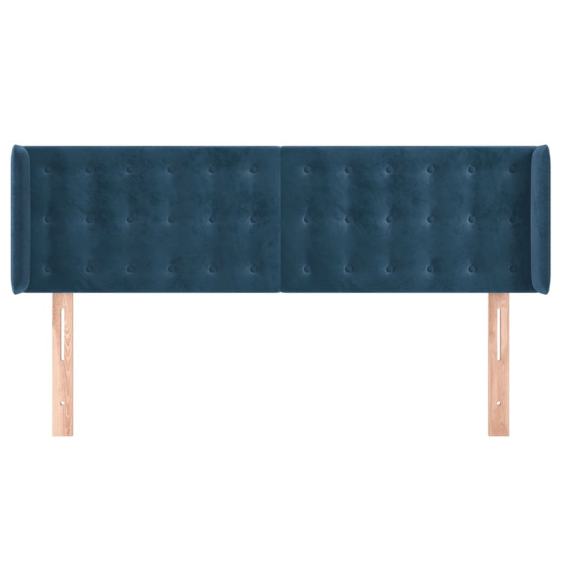 vidaXL sötétkék bársony fejtámla szárnyakkal 147x16x78/88 cm