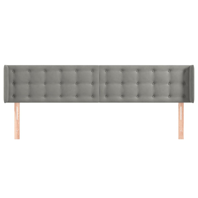 vidaXL világosszürke bársony szárnyas fejtámla 163x16x78/88 cm