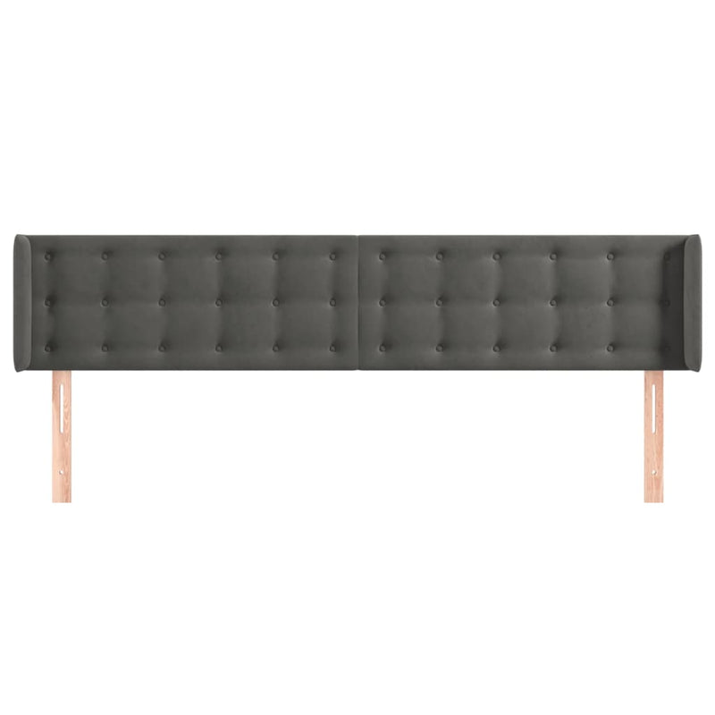 vidaXL sötétszürke bársony szárnyas fejtámla 163x16x78/88 cm