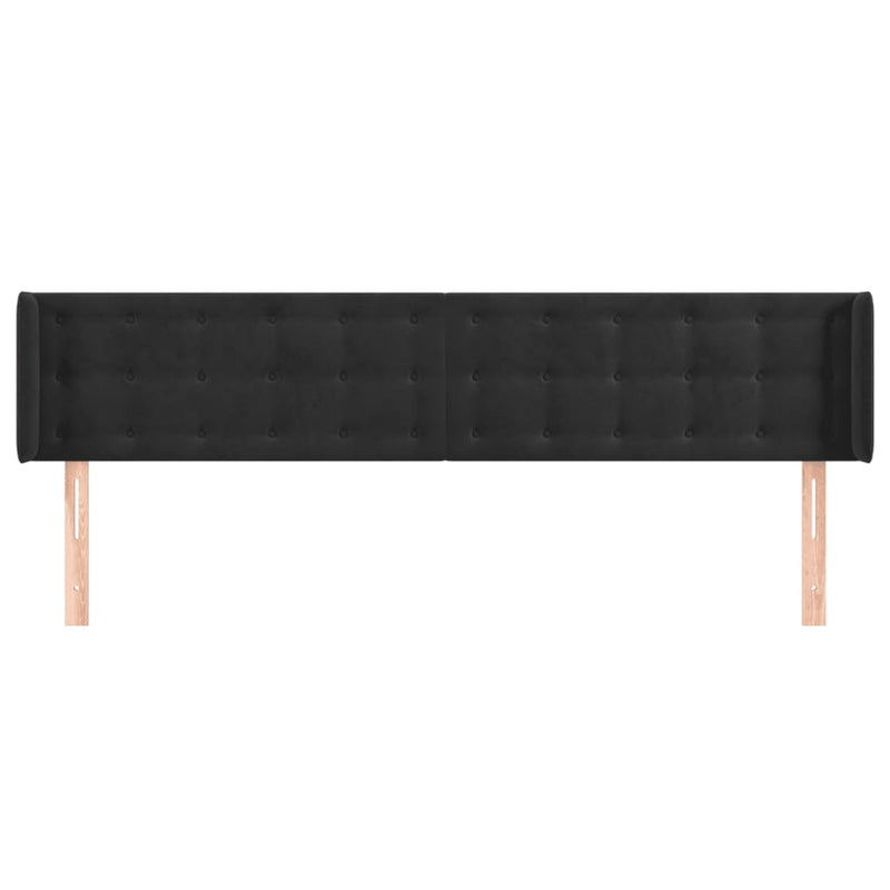 vidaXL fekete bársony szárnyas fejtámla 163x16x78/88 cm