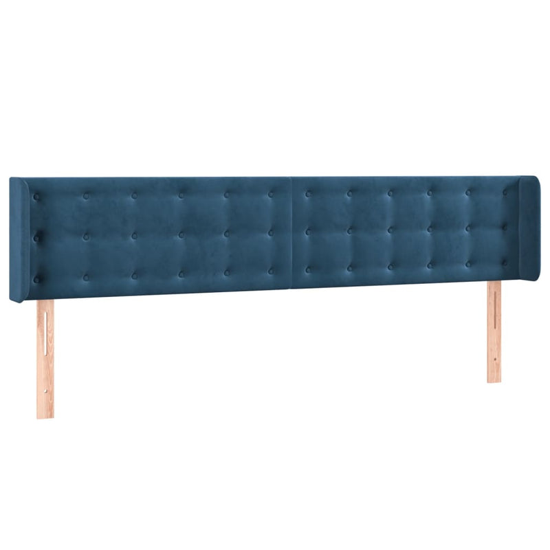 vidaXL sötétkék bársony szárnyas fejtámla 163x16x78/88 cm