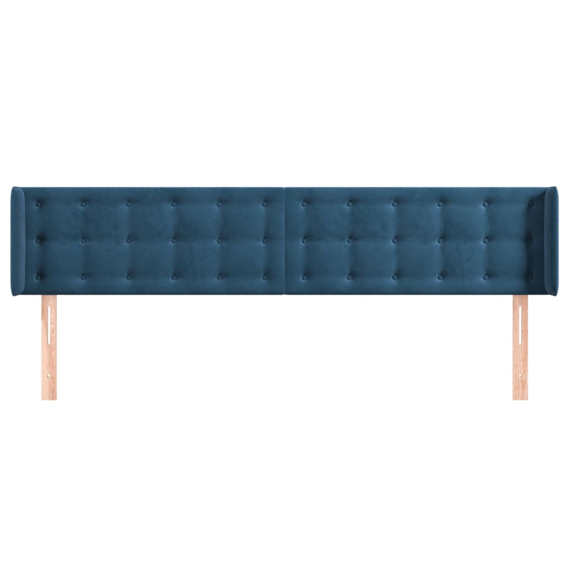 vidaXL sötétkék bársony szárnyas fejtámla 163x16x78/88 cm