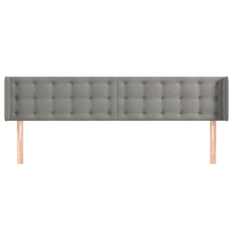 vidaXL világosszürke bársony szárnyas fejtámla 183x16x78/88 cm