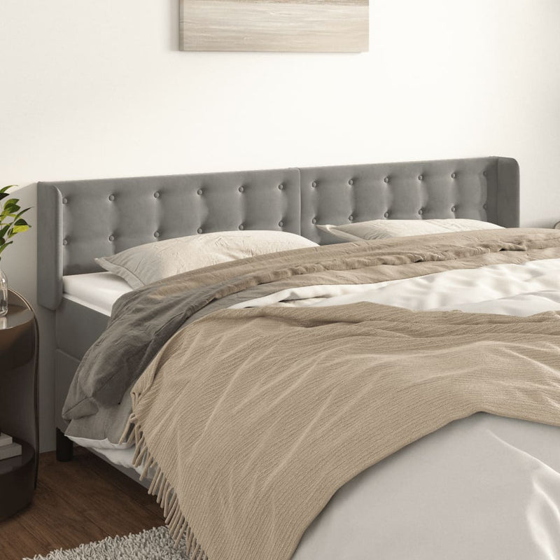 vidaXL világosszürke bársony szárnyas fejtámla 183x16x78/88 cm