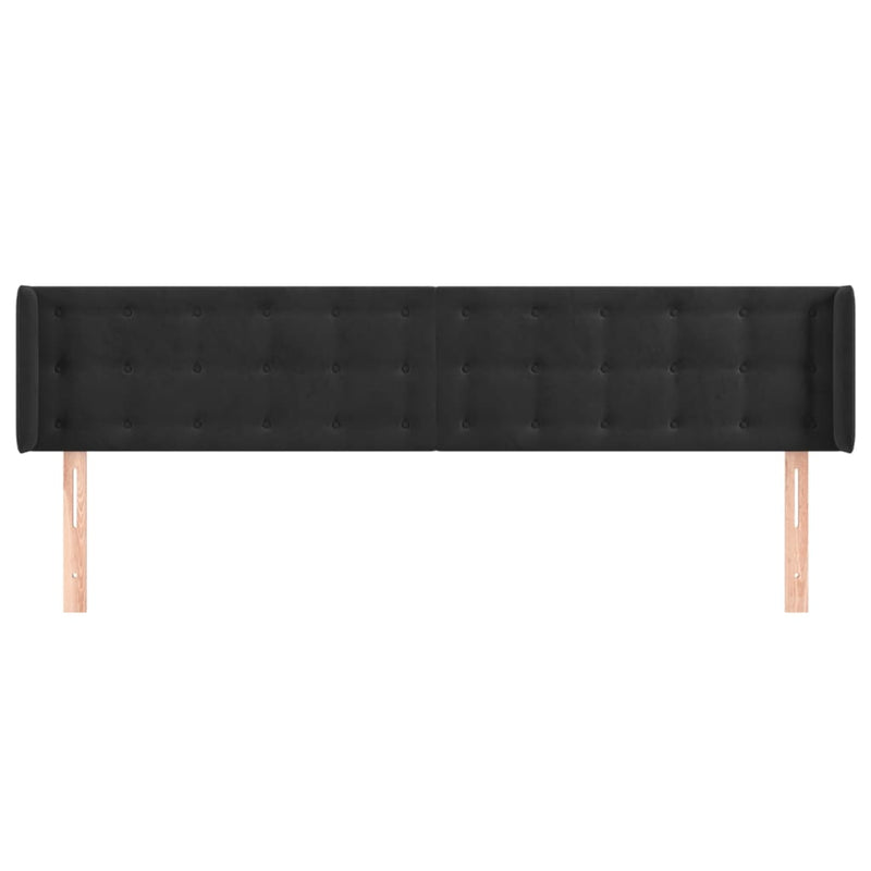 vidaXL fekete bársony szárnyas fejtámla 183x16x78/88 cm