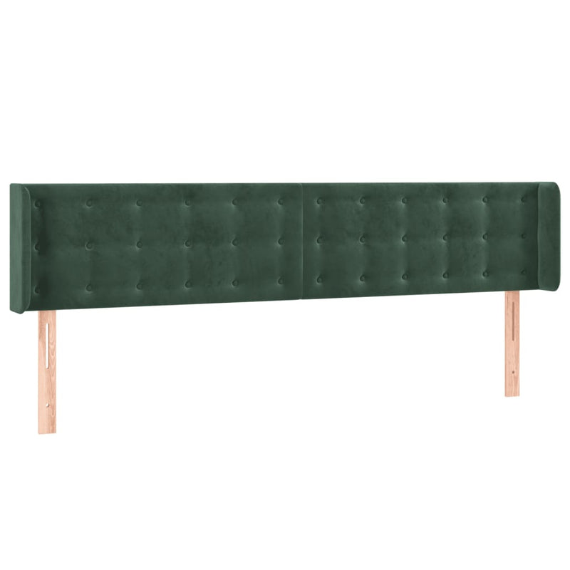 vidaXL sötétzöld bársony szárnyas fejtámla 183x16x78/88 cm