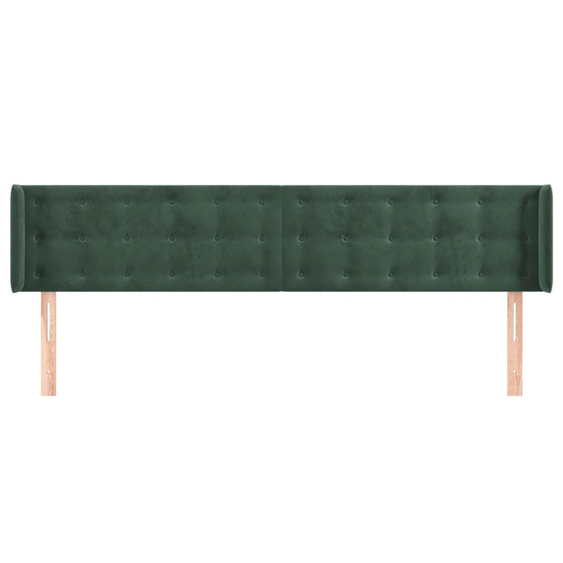 vidaXL sötétzöld bársony szárnyas fejtámla 183x16x78/88 cm
