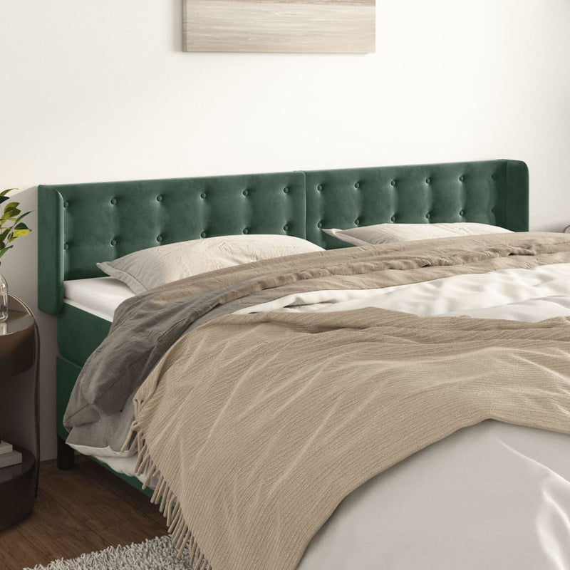 vidaXL sötétzöld bársony szárnyas fejtámla 183x16x78/88 cm