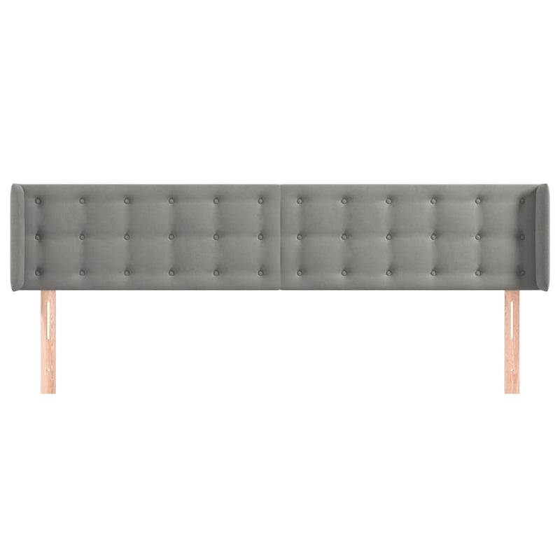 vidaXL világosszürke bársony szárnyas fejtámla 203x16x78/88 cm
