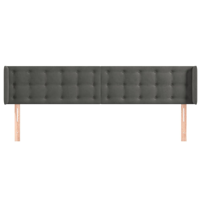 vidaXL sötétszürke bársony szárnyas fejtámla 203x16x78/88 cm