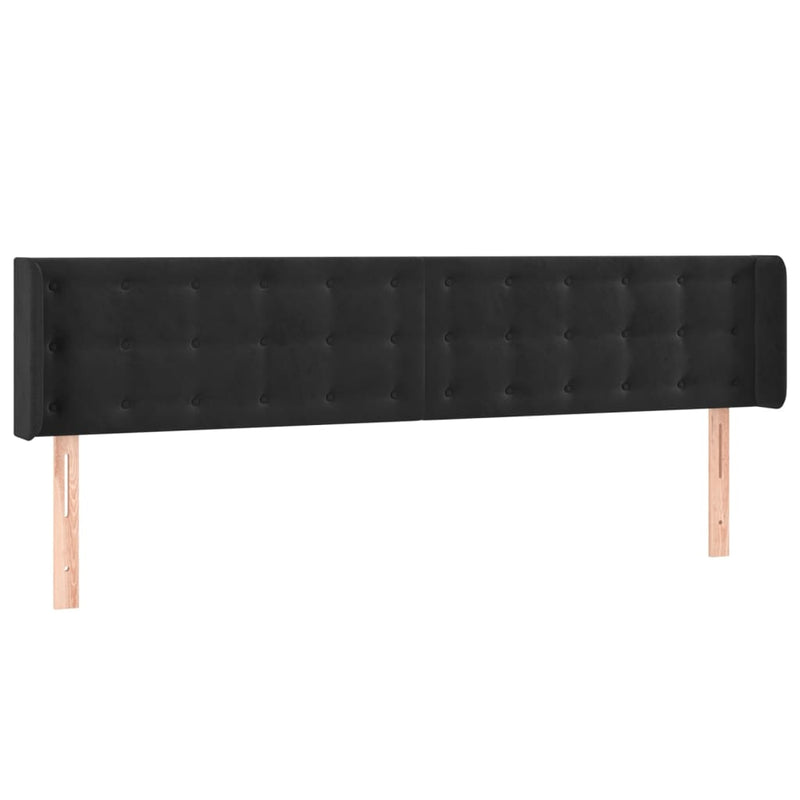 vidaXL fekete bársony szárnyas fejtámla 203x16x78/88 cm