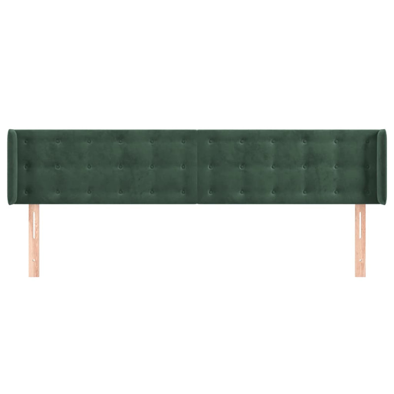 vidaXL sötétzöld bársony szárnyas fejtámla 203x16x78/88 cm