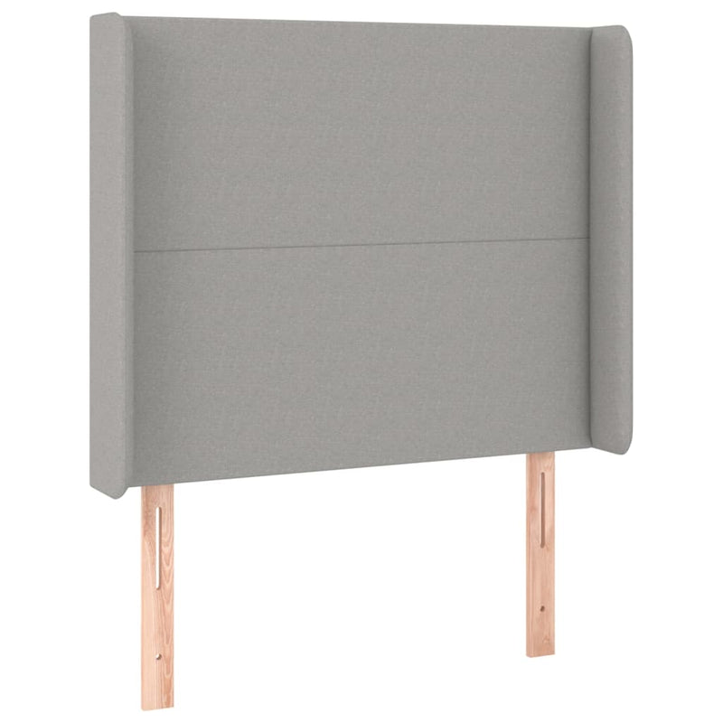 vidaXL világosszürke szövet fejtámla szárnyakkal 83x16x118/128 cm