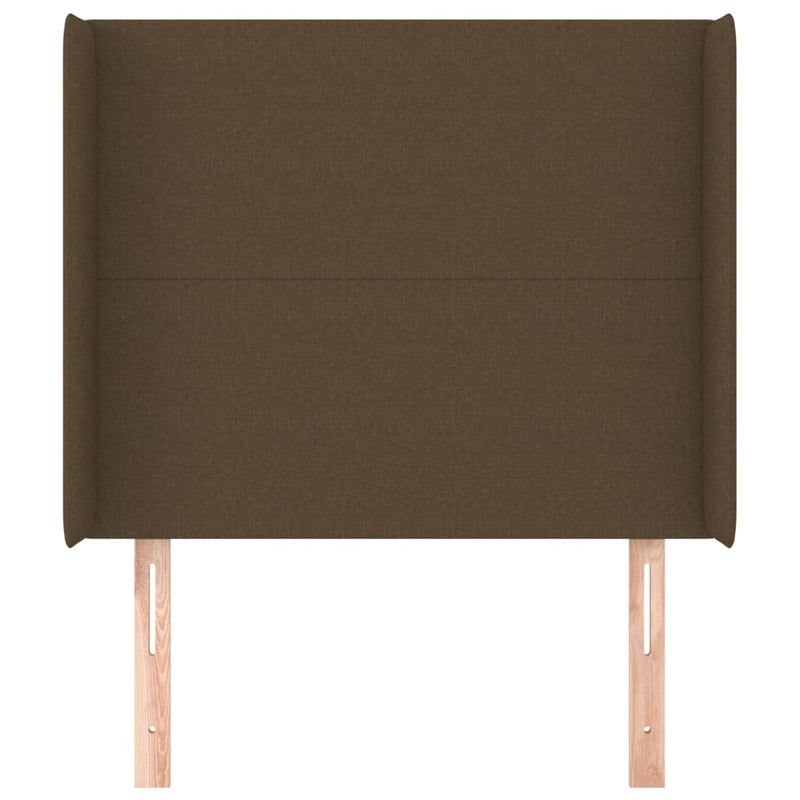 vidaXL sötétbarna szövet fejtámla szárnyakkal 83x16x118/128 cm