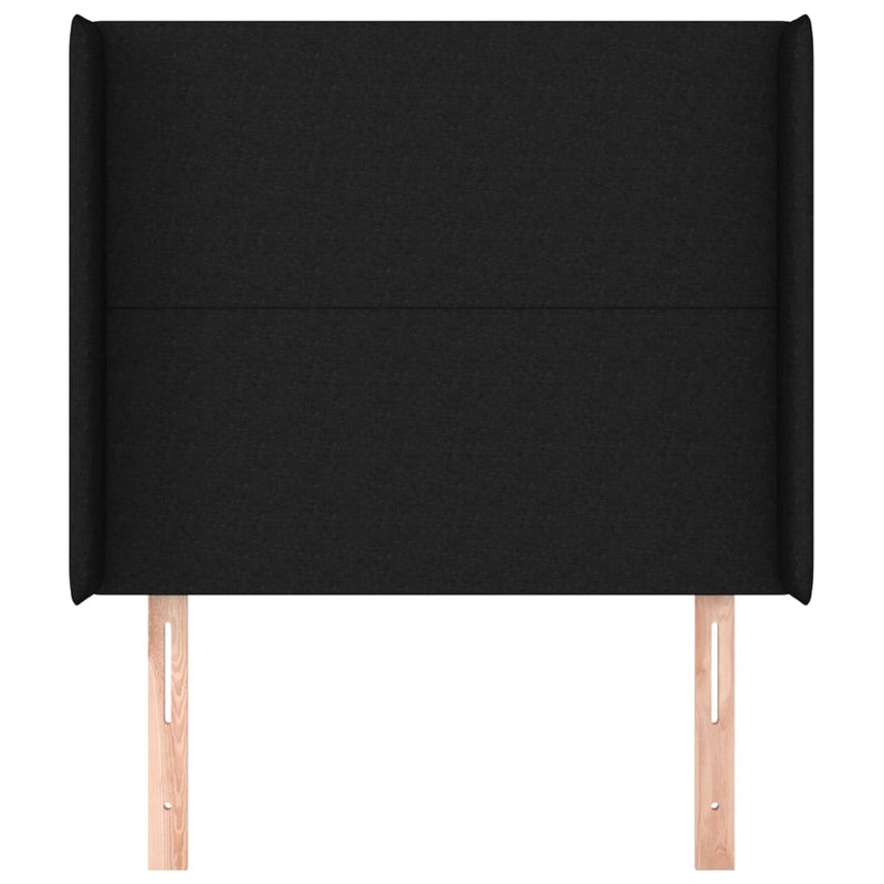 vidaXL fekete szövet fejtámla szárnyakkal 93x16x118/128 cm