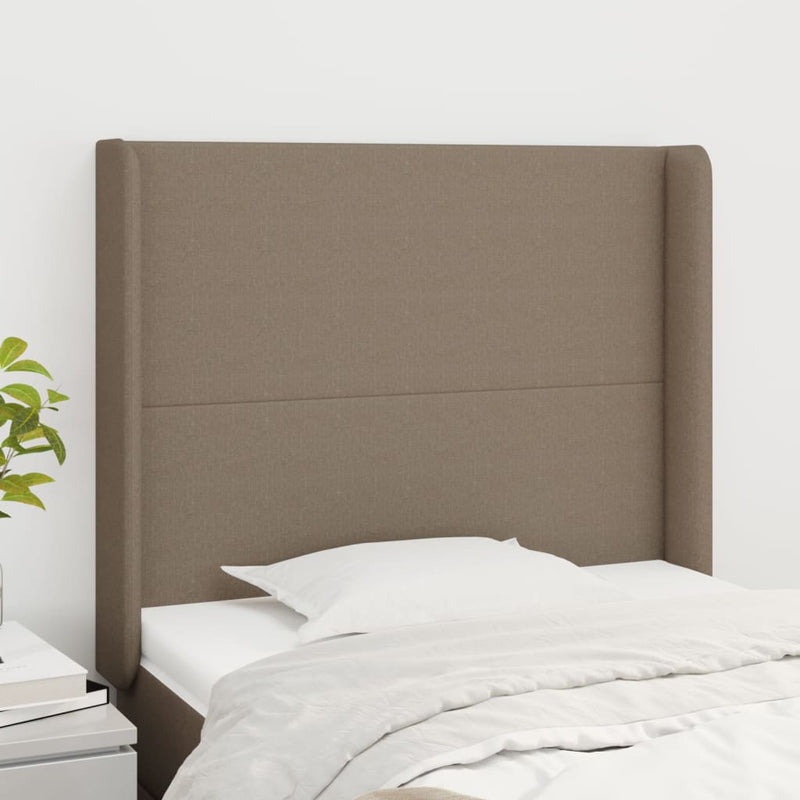 vidaXL tópszínű szövet fejtámla szárnyakkal 93x16x118/128 cm