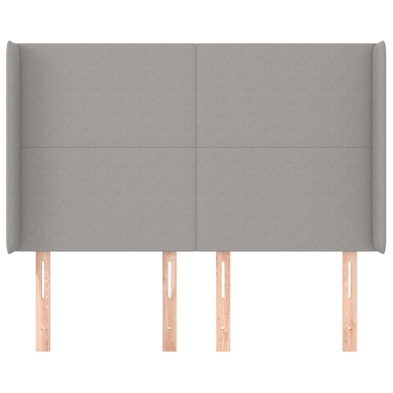 vidaXL világosszürke szövet fejtámla szárnyakkal 147x16x118/128 cm