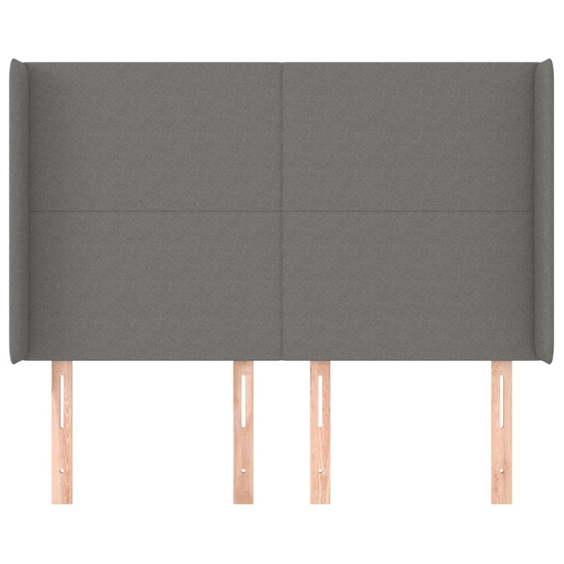 vidaXL sötétszürke szövet fejtámla szárnyakkal 147x16x118/128 cm