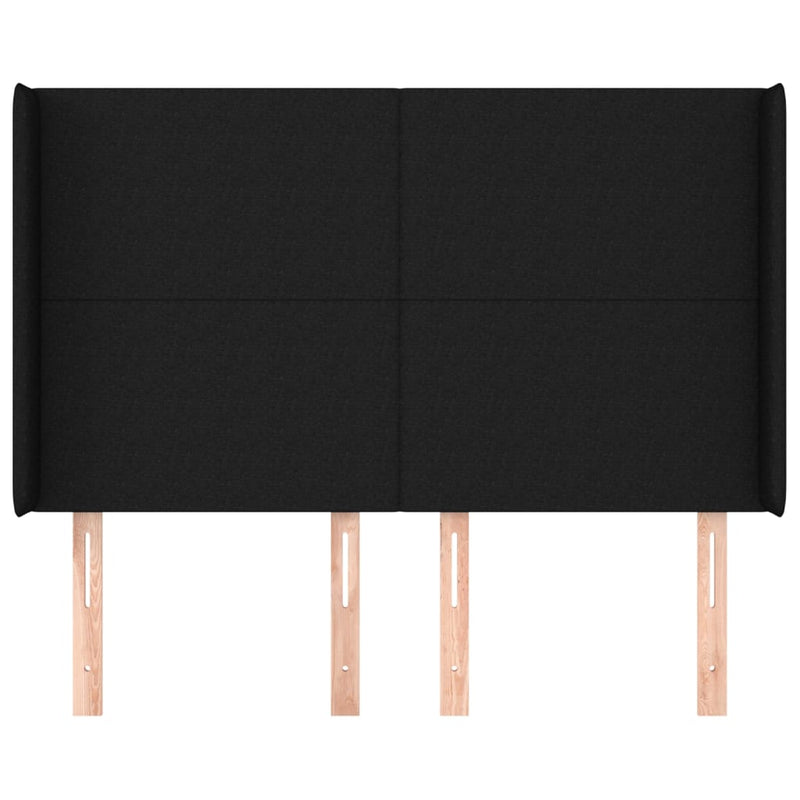 vidaXL fekete szövet fejtámla szárnyakkal 147x16x118/128 cm