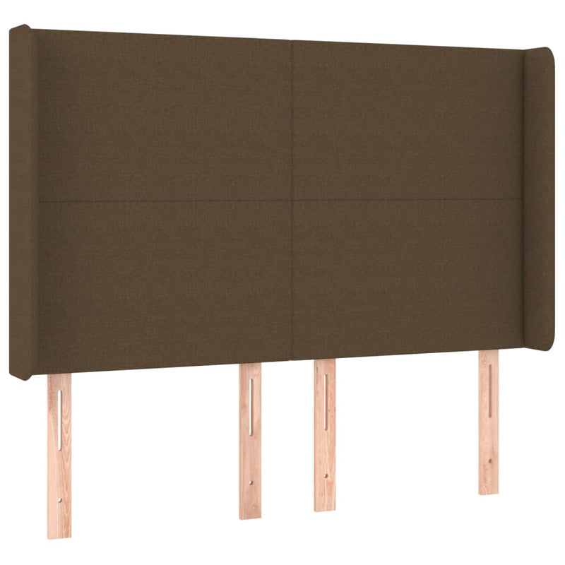 vidaXL sötétbarna szövet fejtámla szárnyakkal 147x16x118/128 cm