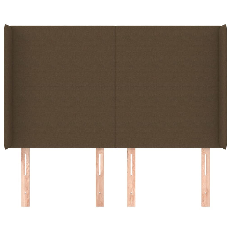 vidaXL sötétbarna szövet fejtámla szárnyakkal 147x16x118/128 cm